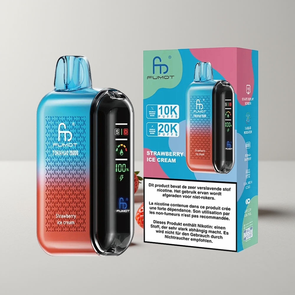 Fumot Tornado 20000 Puffs Dual Mesh Coil 20ml Fresa Helado
