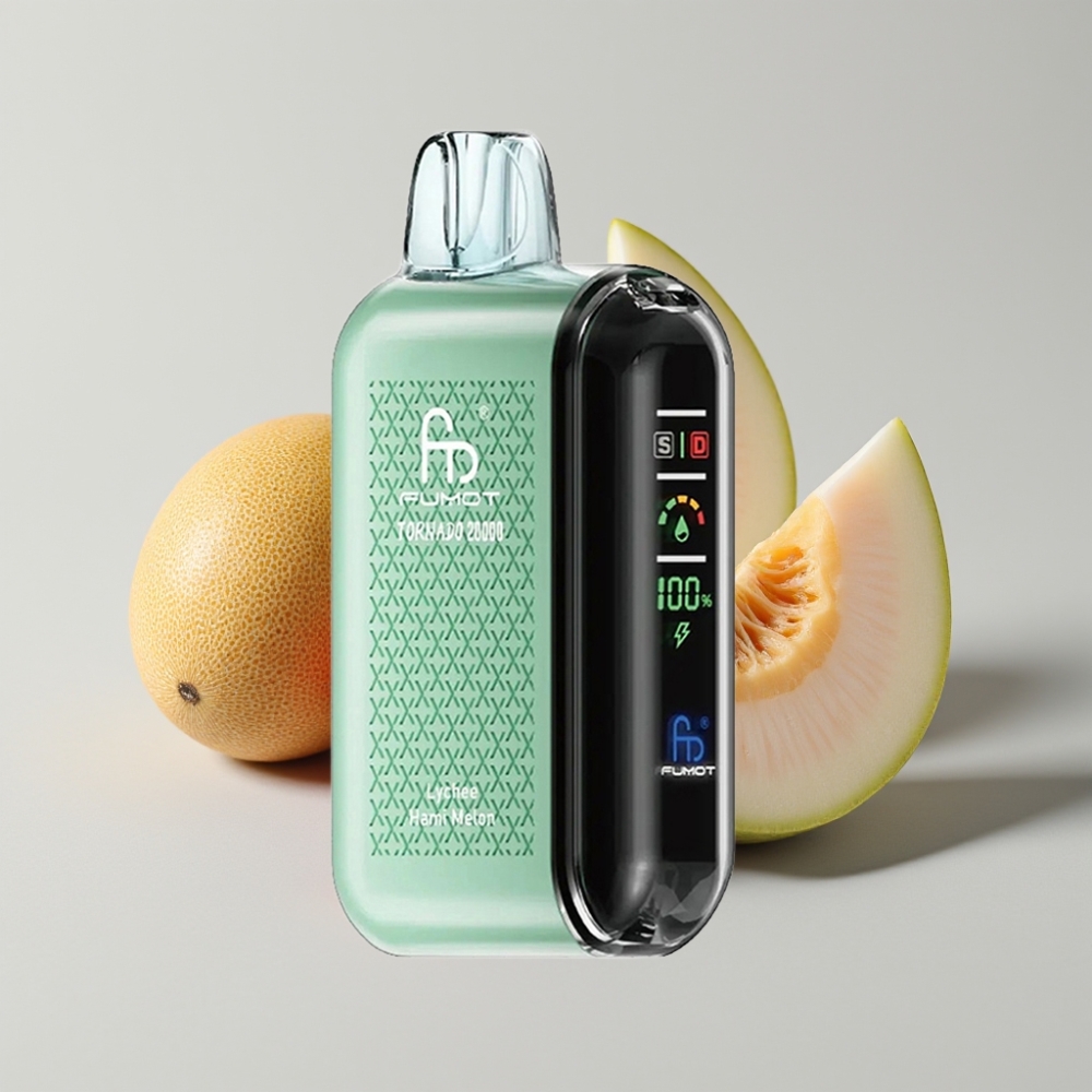 Fumot Tornado 20000 Puffs Dual Mesh Coil 20ml Pantalla Inteligente Lichi Melón Hami