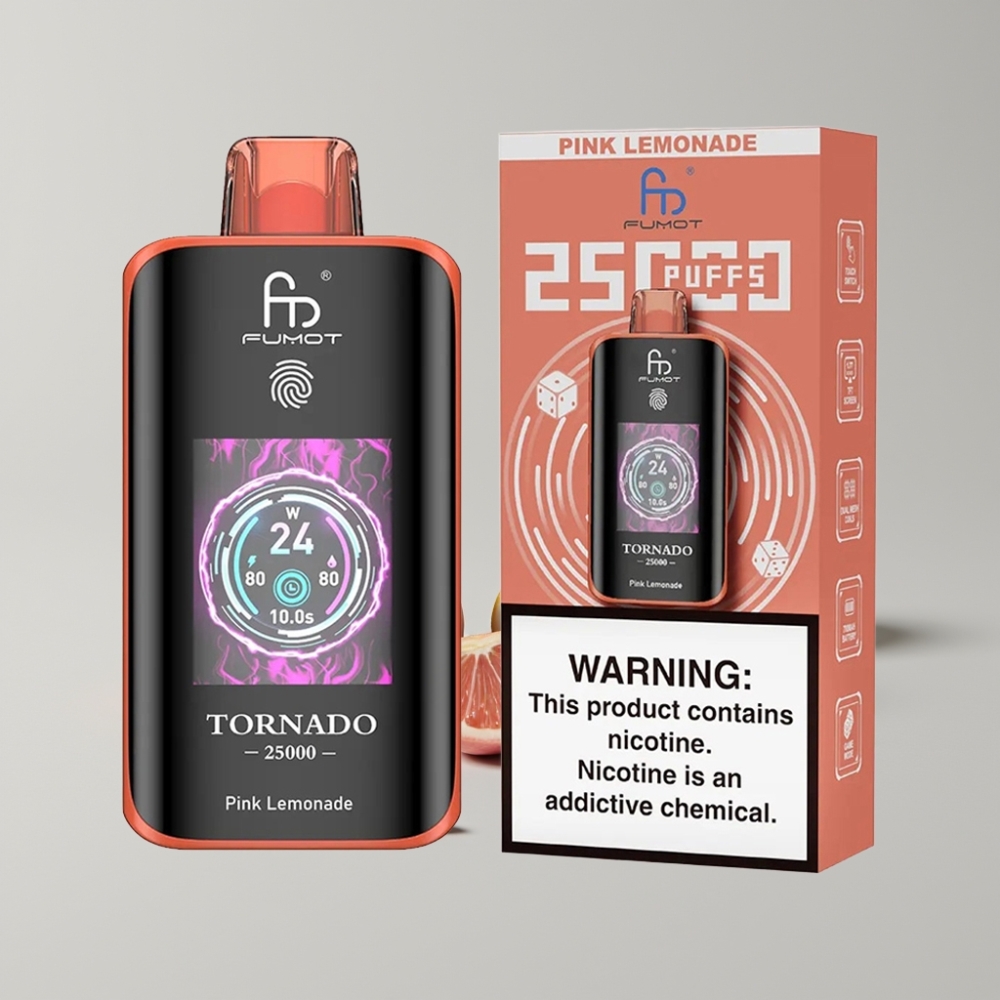 Fumot Tornado 25000 Puffs HD Screen 700mAh Recargable 20ml Limonada Rosa