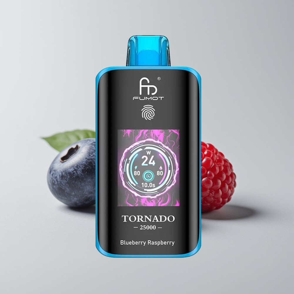 Fumot Tornado 25000 Puffs Pantalla HD Batería Recargable 700mAh Arándano Frambuesa