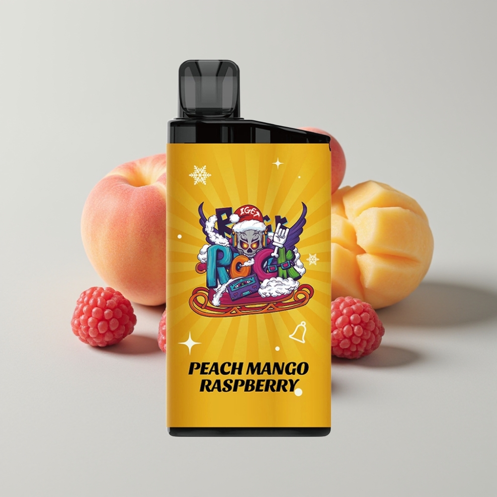 IGET Bar 3500 Puffs Duraznos Mango Frambuesa Vape Desechable 1400 mAh 1.2 Ohm Mesh