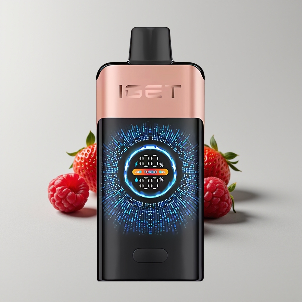 IGET ONE 12000 Puffs Disposable Vape Fresa Frambuesa Pantalla Grande Curva 2700 mAh