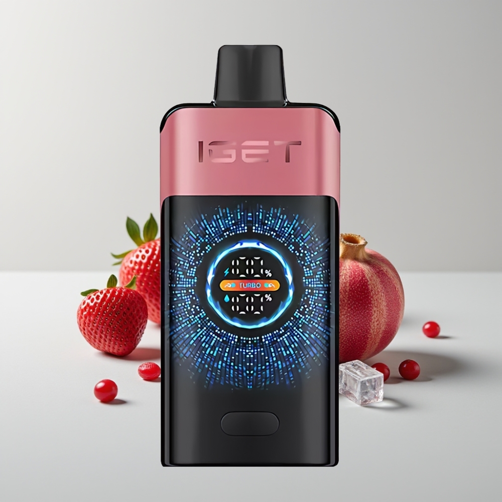 IGET ONE 12000 Puffs Disposable Vape Fresa Granada Hielo, 2700 mAh, Pantalla Curva Grande