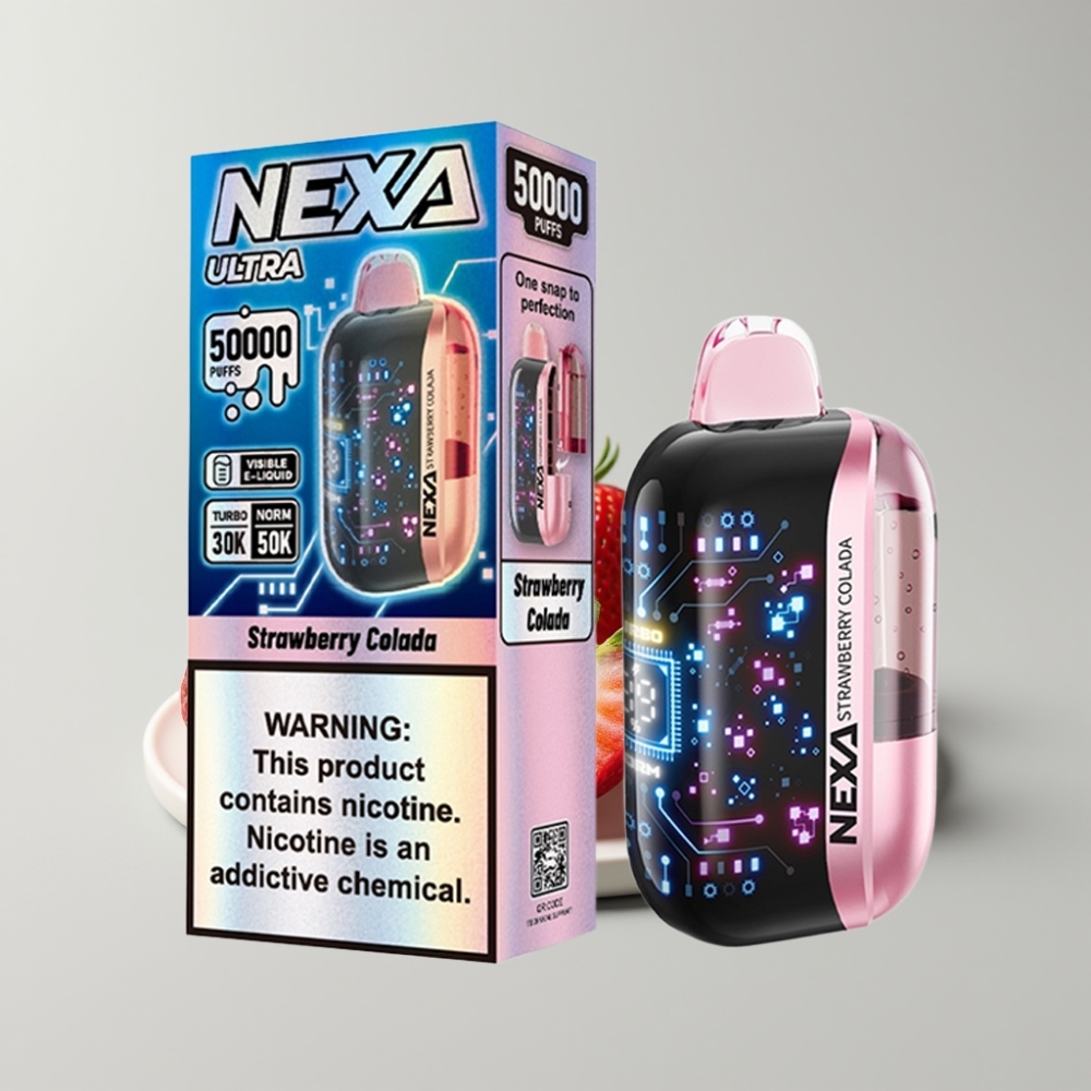 NEXA Ultra 50K Disposable Vape 20ml Fresa Colada Pantalla 3D Tipo C