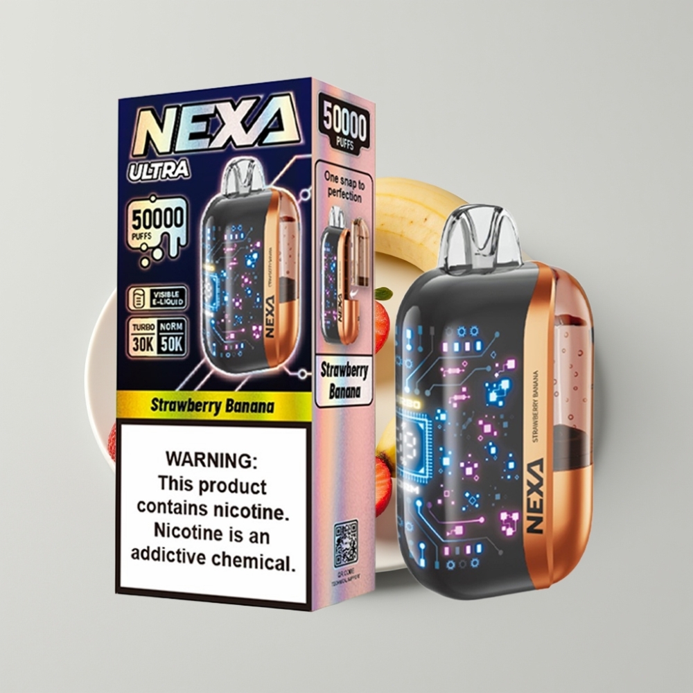 NEXA Ultra 50K Disposable Vape 20ml Fresa Plátano Pantalla 3D Tipo-C