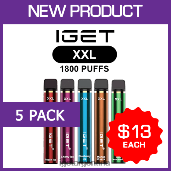 IGET Bar Shop xxl - 1800 inhalaciones - paquete de 5J60FFH462