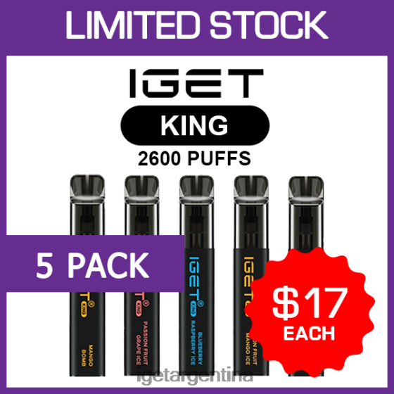 IGET Bar king - 2600 inhalaciones - paquete de 5J60FFH475