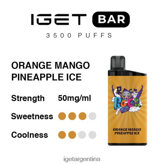IGET Vape Argentina barra 3500 inhalaciones hielo de piña, mango y naranja J60FFH290