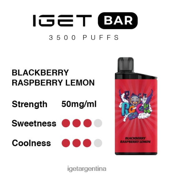 IGET Vape Shop barra 3500 inhalaciones mora frambuesa limón J60FFH296