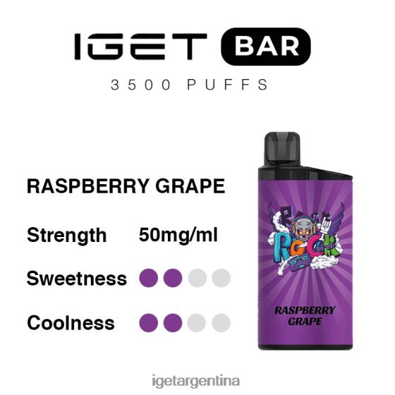 IGET Vape Argentina barra 3500 inhalaciones uva frambuesa J60FFH280