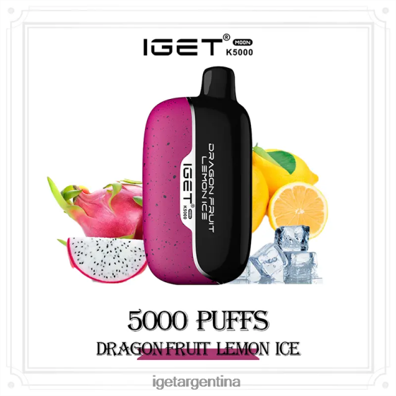 IGET Vape Argentina luna 5000 inhalaciones fruta del dragón hielo de limón J60FFH230
