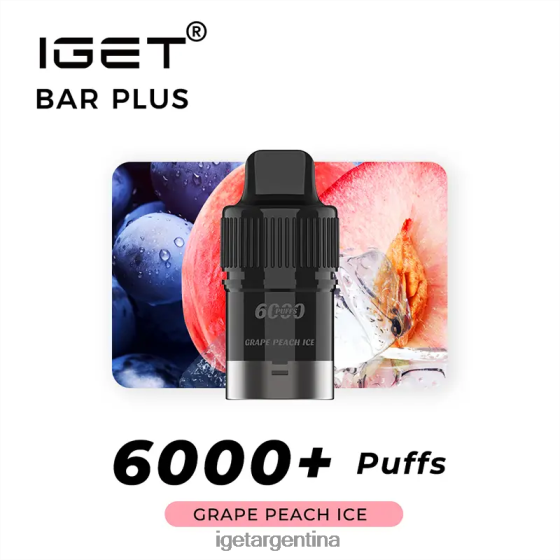 IGET Vape Online barra plus pod 6000 inhalaciones hielo de durazno uva J60FFH254