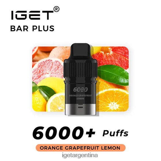 IGET Vape Shop barra plus pod 6000 inhalaciones naranja pomelo limón J60FFH266