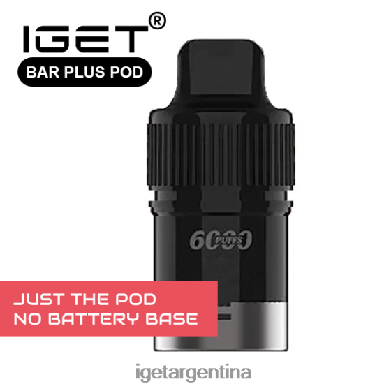 IGET Bar bar plus - solo cápsula - hielo de melocotón y uva - 6000 inhalaciones (sin base de batería) hielo de durazno de uva solamente J60FFH675