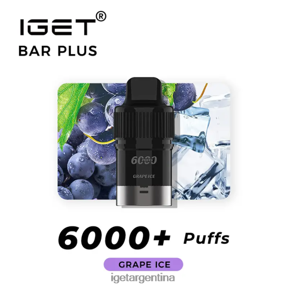 IGET Vape Barra sin nicotina plus pod 6000 inhalaciones hielo de uva J60FFH382