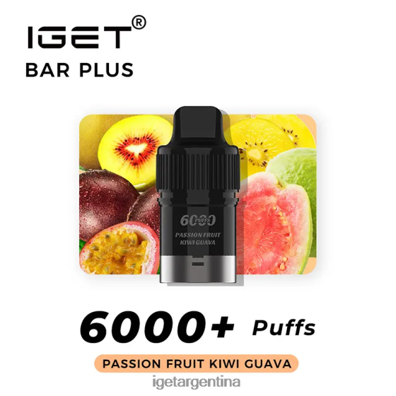 IGET Online Barra sin nicotina plus pod 6000 inhalaciones maracuyá kiwi guayaba J60FFH383